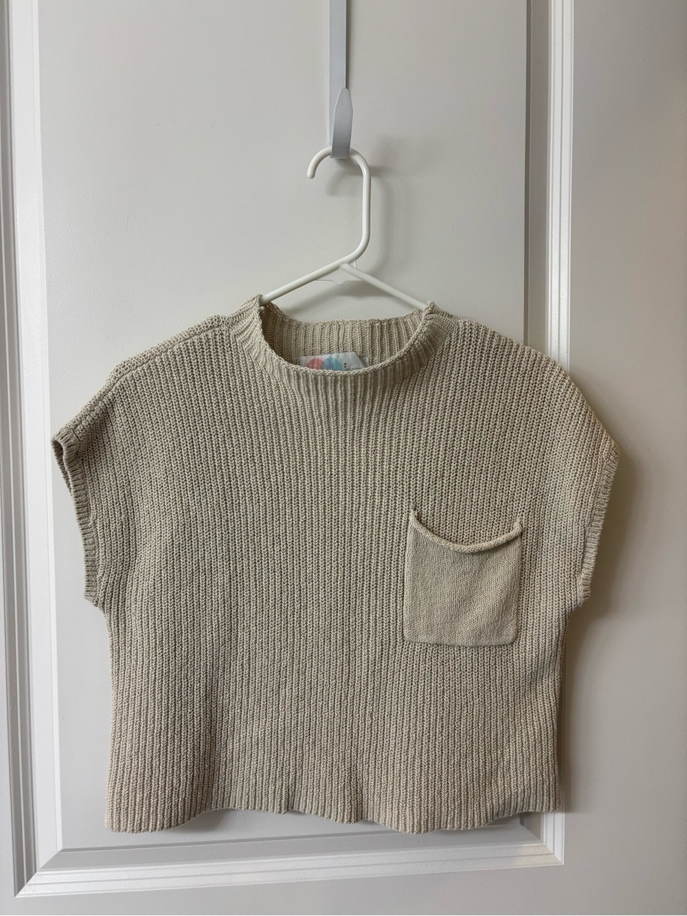 Free People Beach Neutral Knit Short-Sleeve Sweater